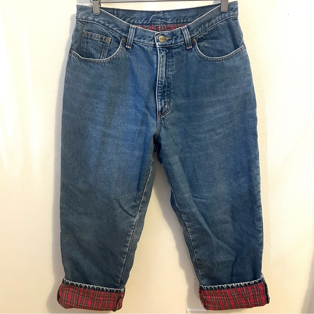 Vintage L.L. Bean Double L Relaxed Fit Flannel Lined Jeans 14P 90s 100% cotton
